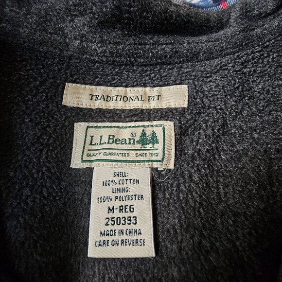 L.L. Bean Mens Fleece Lined Flannel Shirt, Blue Plaid, Cotton, Size Medium - Picture 3 of 9